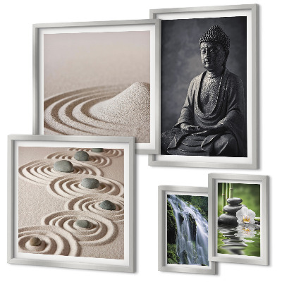 Ensemble de 5 tableaux Thèmes zen relaxants inspirés par la nature