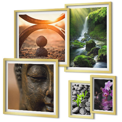 Ensemble de 5 tableaux Harmonie de la nature minimaliste