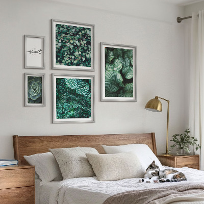 Lot de tableaux encadrés Plantes modernes à feuilles vertes