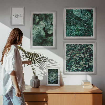 Lot de tableaux encadrés Plantes modernes à feuilles vertes