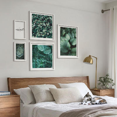Lot de tableaux encadrés Plantes modernes à feuilles vertes