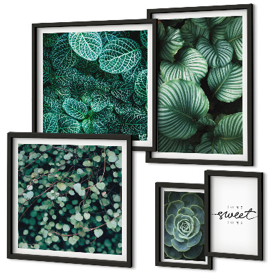 Lot de tableaux encadrés Plantes modernes à feuilles vertes