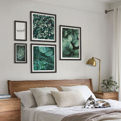 Lot de tableaux encadrés Plantes modernes à feuilles vertes