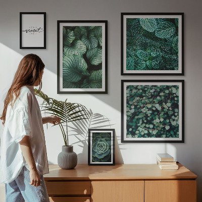 Lot de tableaux encadrés Plantes modernes à feuilles vertes