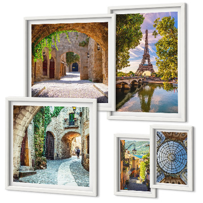 Ensemble de 5 tableaux Vues charmantes des villes européennes