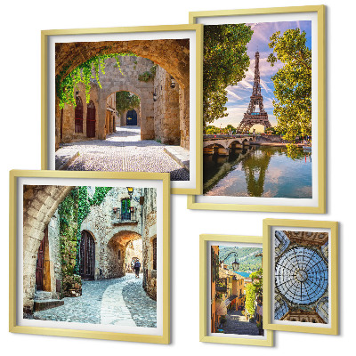 Ensemble de 5 tableaux Vues charmantes des villes européennes