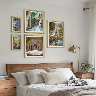 Vues charmantes des villes européennes ensemble de 5 tableaux