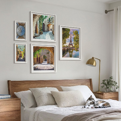 Ensemble de 5 tableaux Vues charmantes des villes européennes