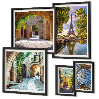 Ensemble de 5 tableaux Vues charmantes des villes européennes