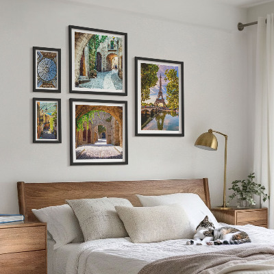 Ensemble de 5 tableaux Vues charmantes des villes européennes