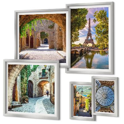 Ensemble de 5 tableaux Vues charmantes des villes européennes
