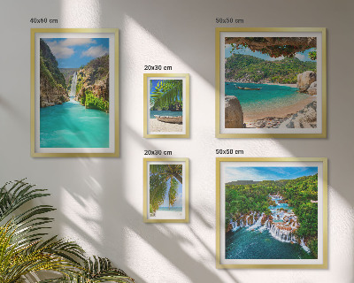 Lot de tableaux encadrés Plages tropicales avec cascades