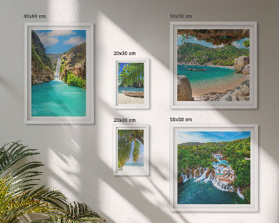 Lot de tableaux encadrés Plages tropicales avec cascades