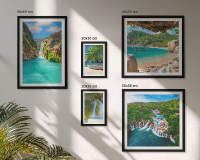 Lot de tableaux encadrés Plages tropicales avec cascades