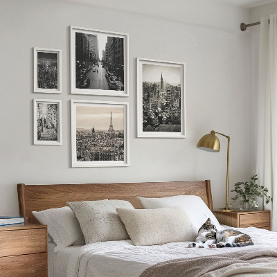 Ensemble de 5 tableaux Panoramas urbains des capitales européennes