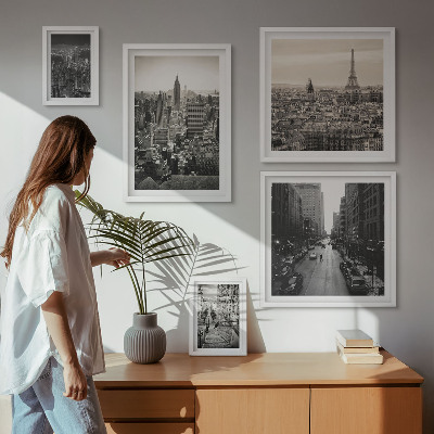 Ensemble de 5 tableaux Panoramas urbains des capitales européennes