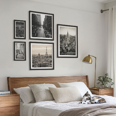 Ensemble de 5 tableaux Panoramas urbains des capitales européennes
