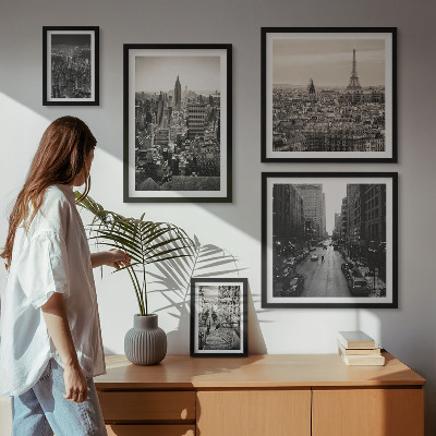 Ensemble de 5 tableaux Panoramas urbains des capitales européennes