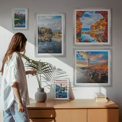 Lot de tableaux encadrés Vues naturelles sur l'eau de montagne