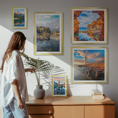 Lot de tableaux encadrés Vues naturelles sur l'eau de montagne
