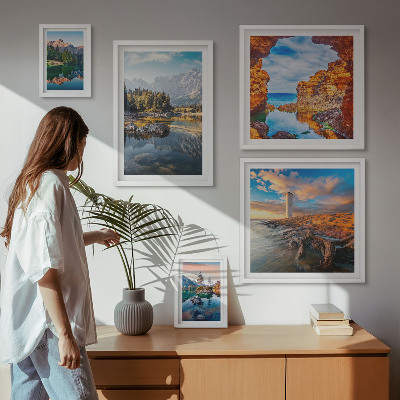 Lot de tableaux encadrés Vues naturelles sur l'eau de montagne