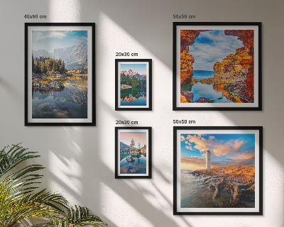Lot de tableaux encadrés Vues naturelles sur l'eau de montagne
