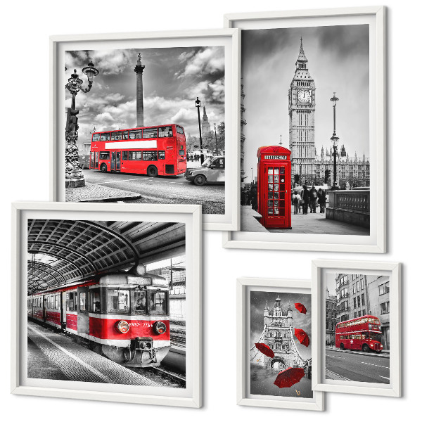 Ensemble de 5 tableaux Motifs londoniens avec accents
