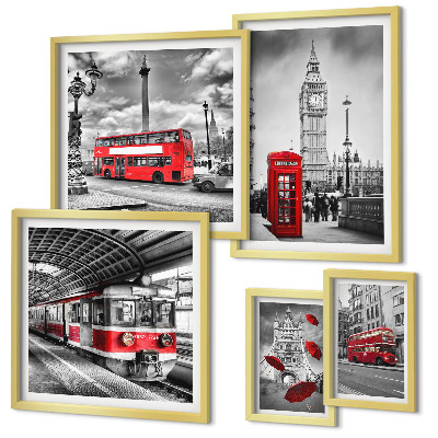 Ensemble de 5 tableaux Motifs londoniens avec accents