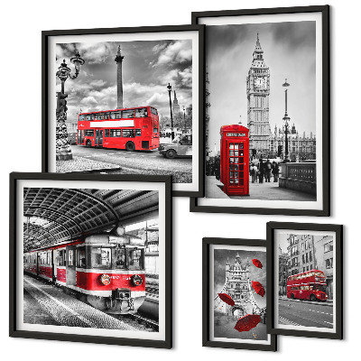 Ensemble de 5 tableaux Motifs londoniens avec accents