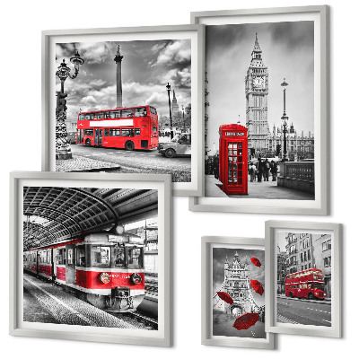 Ensemble de 5 tableaux Motifs londoniens avec accents