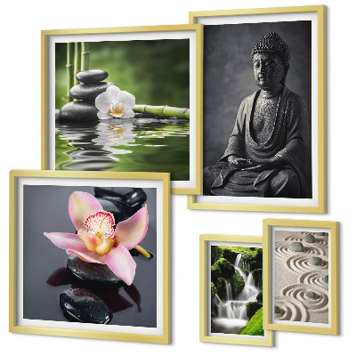 Lot de tableaux encadrés L'atmosphère zen et relaxante de la nature