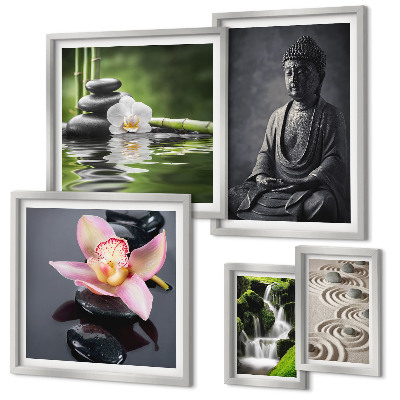 Lot de tableaux encadrés L'atmosphère zen et relaxante de la nature