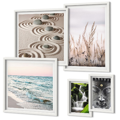 Ensemble de 5 tableaux Eau zen relaxante en pleine nature