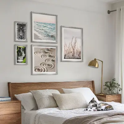 Ensemble de 5 tableaux représentant une eau zen relaxante en pleine nature