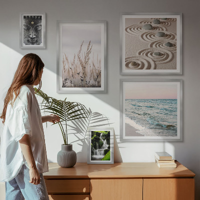 Ensemble de 5 tableaux Eau zen relaxante en pleine nature