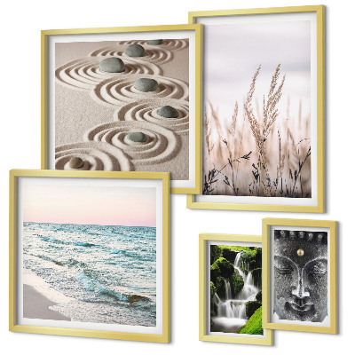 Ensemble de 5 tableaux Eau zen relaxante en pleine nature
