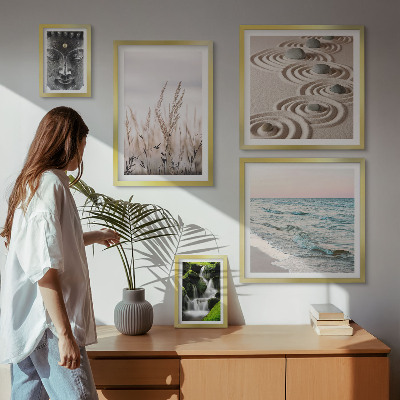 Ensemble de 5 tableaux Eau zen relaxante en pleine nature