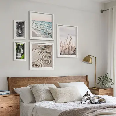 Ensemble de 5 tableaux représentant une eau zen relaxante en pleine nature