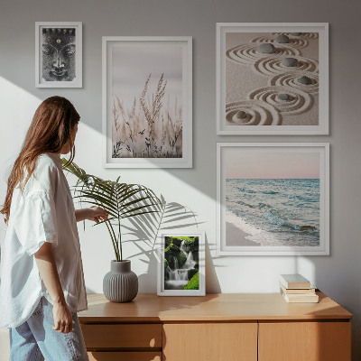 Ensemble de 5 tableaux Eau zen relaxante en pleine nature