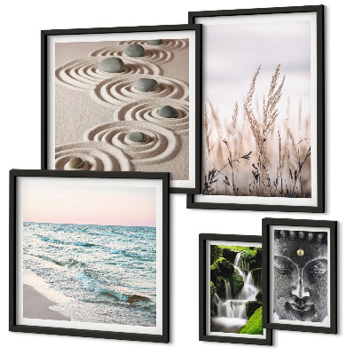 Ensemble de 5 tableaux Eau zen relaxante en pleine nature