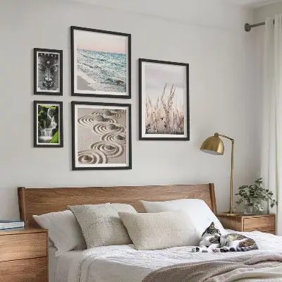 Ensemble de 5 tableaux représentant une eau zen relaxante en pleine nature
