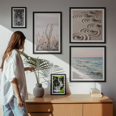 Ensemble de 5 tableaux Eau zen relaxante en pleine nature