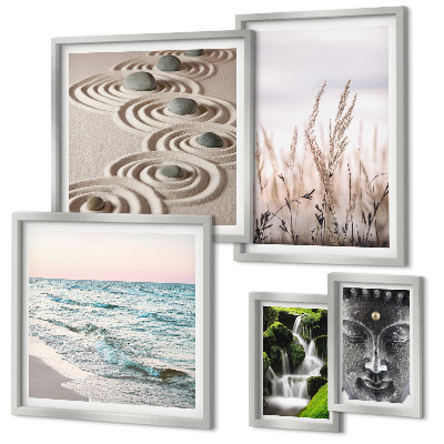 Ensemble de 5 tableaux Eau zen relaxante en pleine nature
