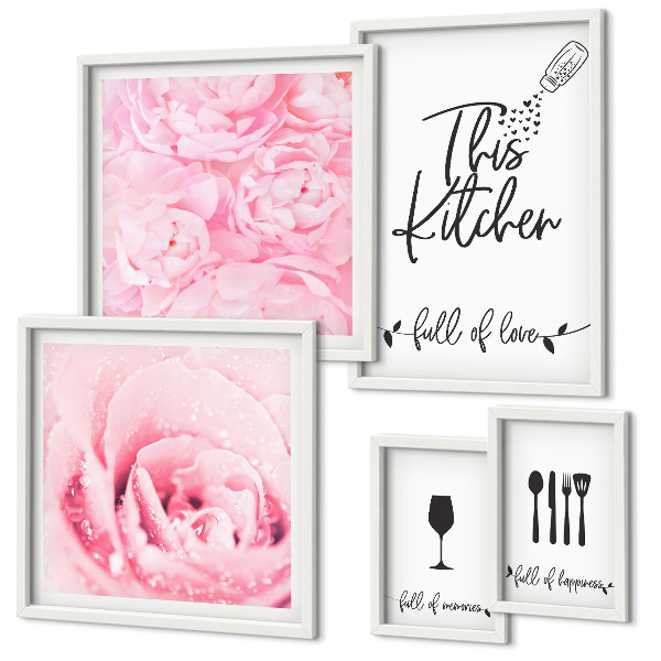 Tableau de décoration murale Inspirations pour la cuisine, roses et accessoires