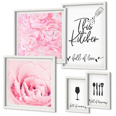 Tableau de décoration murale Inspirations pour la cuisine, roses et accessoires