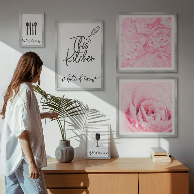 Tableau de décoration murale Inspirations pour la cuisine, roses et accessoires