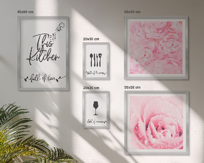 Tableau de décoration murale Inspirations pour la cuisine, roses et accessoires