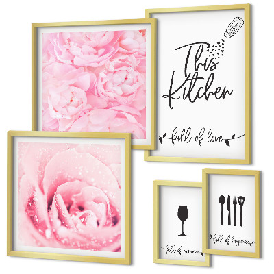 Tableau de décoration murale Inspirations pour la cuisine, roses et accessoires