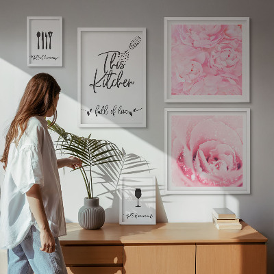 Tableau de décoration murale Inspirations pour la cuisine, roses et accessoires