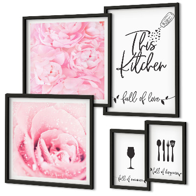Tableau de décoration murale Inspirations pour la cuisine, roses et accessoires